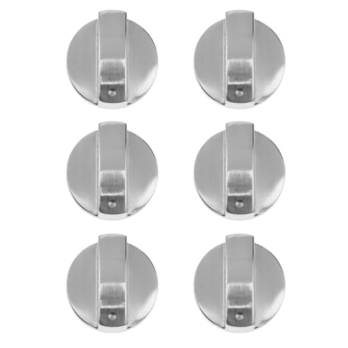 LALAFINA 6Piezas Perillas de Interruptor de Estufa de Gas de Aleación de Zinc de Metal Cepillado Interruptores de Cocina Duraderos Reemplazo Plata