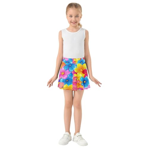 Girls' Shorts Athletic Skorts Toddlers Tennis Skirts Toddler Flowy Skort Floral Vibrant Colorful Flowers 3t3