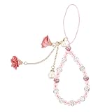 Hemobllo Cell Phone Charms Straps Creative Crystal Flower Pendant Non-Slip Phone Charm Lanyard Wrist Strap for Decoration