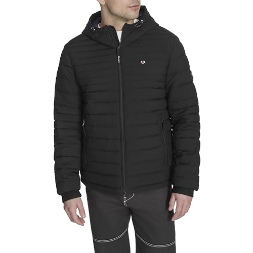 Champion Men's Lightweight Hooded Puffer Jacket, Black, Large - image 1