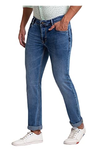 Image of Parx Men's Fitted Cotton Jeans (XCYA01640B4 Blue)