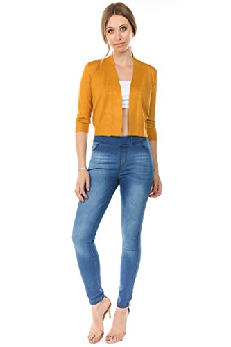 Women's Soft Solid Open Front 3/4 Sleeve Sweater Cardigan4