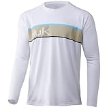 HUK Pursuit-Camisa de Manga Larga para Pesca con protección Solar Banda-Blanco, S para Hombre