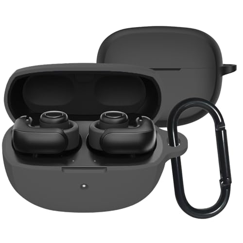 BUITFOU Bose Ultra Open Earbuds ケース Bose Ultra Open Earbuds 保護ケース 柔らかい シリコン製 落下防止 キズ防止 耐衝撃 防塵 軽量 装着充電可能 カラビナ付き 紛失防止(ブラック)