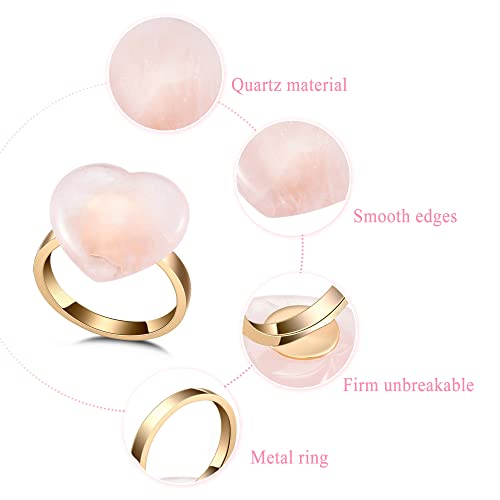 Rose Quartz Napkin Rings, 4 Pack Natural Stone Napkin Ring Holder, Heart Shape Table Setting Decor Dinner Tables Rings For Christmas Party Wedding Valentines Thanksgiving #TOP5
