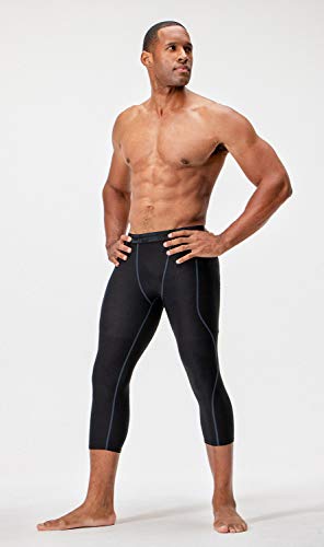 Devops 2 Pack Men's 3/4 Compression Pants Athletic Leggings (Large, Black/Black) #TOP4