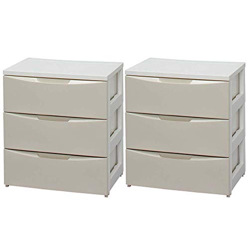 【2個セット】チェスト 3段 完成品 ワイドチェストCOD-553 ホワイト/アイボリー