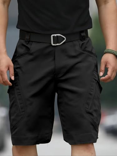 LYRXXX Men's Cargo Shorts for Hiking Work Travel Lightweight Waterproof Tactical Shorts with Multiple Pockets,Black(No Belt) - Image 2