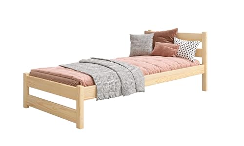 YOUKO Kinderbett 190x80 aus Kiefernholz - Montessori Bett Schlichten Stil - Kinder Bett für Jungen und Mädchen - Holzbett Kiefer Ohne Matratze
