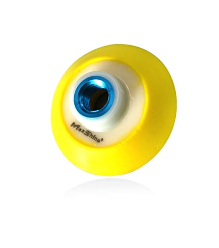 Maxshine 3 inches/Dia:75mm,Thread: 5/8" Rotary Polisher/RO Backing Pad-Yellow PU Hook & Loop Face
