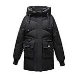 Dyhxuan Chaqueta de invierno para mujer con capucha, cuello alto, abrigo de invierno, chaqueta acolchada de invierno, chaqueta cortavientos, chaqueta de softshell de manga larga, elegante chaqueta de