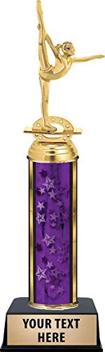 Crown Awards Gymnastics LegHold Female Trophies, Personalized Purple Gymnastics LegHold Female Trophy with Custom Engraving