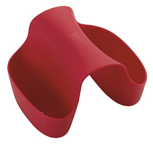 Umbra Saddle Sink Caddy – Flexible Rubber Organizer for Double Kitchen Sink, Storage for Dish Sponge, Scouring Pads and more, Red