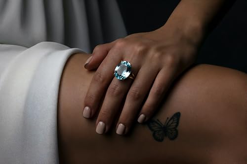Bague topaze 14k d'exception avec pierre ovale faite main