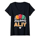 Photo Gallery donna buon compleanno dicendo aliy maglietta con collo a v Photo Gallery donna buon compleanno dicendo aliy maglietta con collo a v