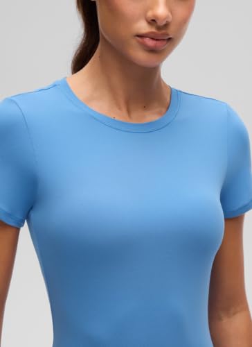 Image of CRZ YOGA Softembrace High Neck T-Shirt | Workout, Ultra Soft, Tight Fit, Waist Length, Short Sleeve Tops for Women