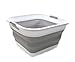 SAMMART Collapsible Plastic Laundry Basket - Square Tub/Basket - Foldable Storage Container/Organizer - Portable Washing Tub - Space Saving Laundry Hamper (1, Grey)