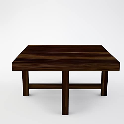 Image of Loonart Solid Sheesham Wood Coffee Table with Four Cushioned Stools | Idel for Living Room | Cafe | Restaurant | Space Saving Indoor Table Set | Finish Color - Brown Teak Finish | Off White Cushion |