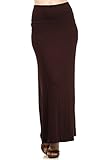 Women's Stylish Spandex Comfy Fold-Over Flare Long Maxi Skirt Made in USA