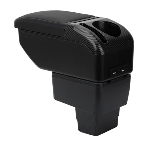 ZENVI Reposabrazos Compatible with Mazda 2 Apoyabrazos 2015-2024 Centro Consola Organizador Caja Doble Espacio Almacenamiento Utilizable Para Soporte Codo（Estilo Negro）