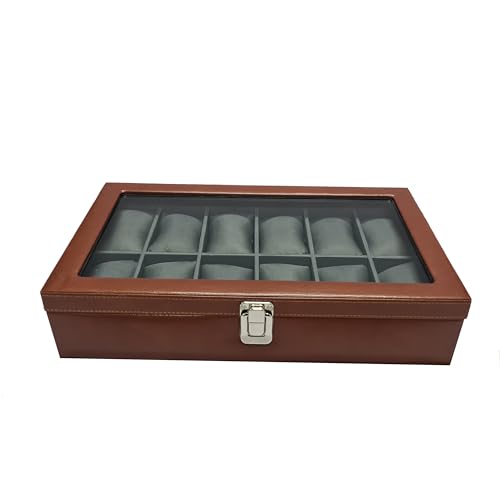 essart Mens and Womens Watch Case Watch Box Holder Organizer Case In 12 Slots of watches In PU Leather with Multicolor- (WL-12-W-GRY-Tan) (B0CLH2FRKG) Amazon Price History, Amazon Price Tracker