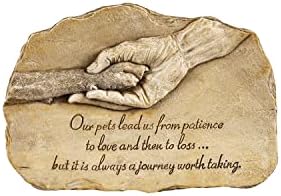 Evergreen Garden Dog Paw in Hand Devotion Painted Polystone Stepping Stone – 12”W x 0.5”D x 7.5”H…