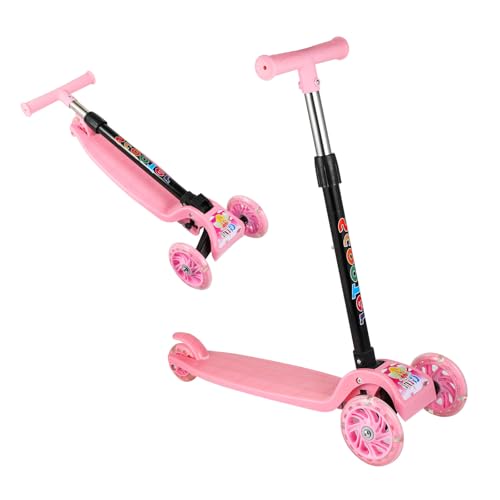M.J COMFY-LIFE Foldable Scooter for Kids 3 Wheel Kick Scooter with Light up Wheels Adjustable Handle Height Light Up Scooter for Boys And Girls