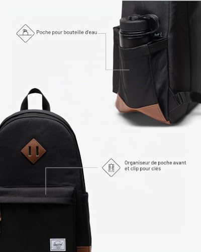 Herschel Unisex Heritage Backpack Black/Tan Standard - 24L – vue 4