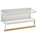 Portaspezie magnetico da appendere al frigorifero, supporto da parete con scaffale di carta, porta asciugamani in metallo, scaffale da cucina, spezie, magnete, utensili da cucina, colore: bianco