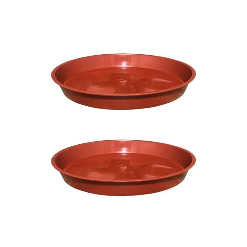 Aoktorkit 2 PCS Red Plant Pot Saucers, 25cm Plastic Plant Saucer, Flower Pot Drip Trays for Indoor Outdoor Garden