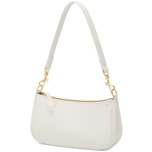 KKXIU Small Shoulder Bag for Women - Cute Mini Purses for Women Vegan Leather Purse Retro Underarm Bags with Removable Strap (Beige)