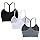 ANGOOL Sport BH Damen ohne Bügel Racerback Spaghetti Träger Sport Bustier Damen Gepolstert Seamless Y-Rücken Abnehmbare Cup für Low-Impact Training, Schwarz+Grau+Weiß, L