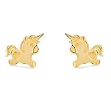 Color de Metal:: Oro amarillo Pendientes Oro Niña Unicornio corazon calado mate y brillo (9kts)