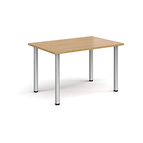 Mr Office Rectangular radial leg meeting table - silver legs, Oak, 1200