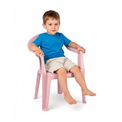 CABLEPELADO Silla Infantil de Plástico para Jardín, Terraza, Patio y Camping - Apta para Niños, Altura Total 49.5 cm, Rosa