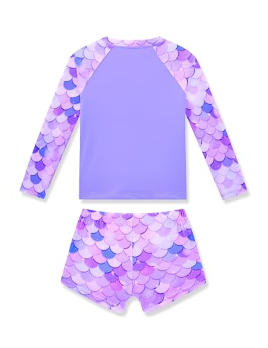 Image of Girls Rash Guard Swimsuit Two Piece Long Sleeve Bathing Suits
