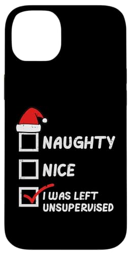Christmas Naughty Nice Left Unsupervised Xmas Men Women Kids Coque pour iPhone 14 Plus