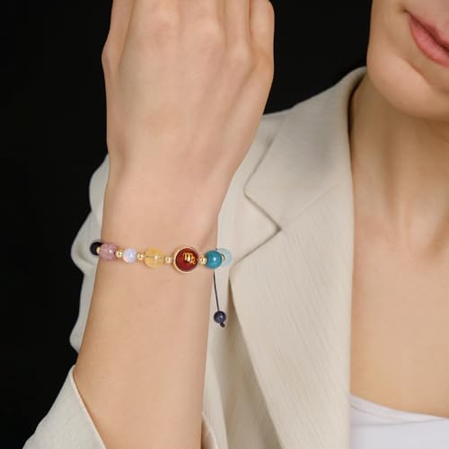 Zodiac Bracelets for Women Men,12 Constellations Healing Crystal Stone Beads Bracelet Birthday Zodiac Gifts Horoscope Spiritual Jewelry Bracelet Gifts3