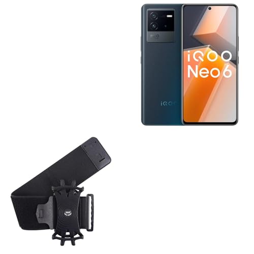 BoxWave Holster Compatible with vivo iQOO Neo 6 - ActiveStretch Sport Armband, Adjustable Armband for Workout and Running - Jet Black