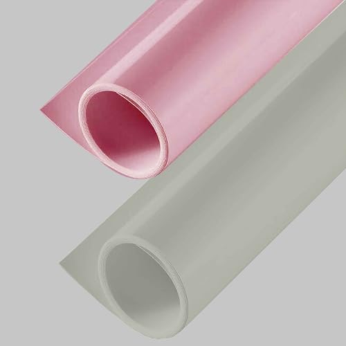 Image of SMILEDRIVE Photography Background Sheets, 60 x 120 cm, Grey & Pink | Waterproof, Wrinklefree, PVC Material