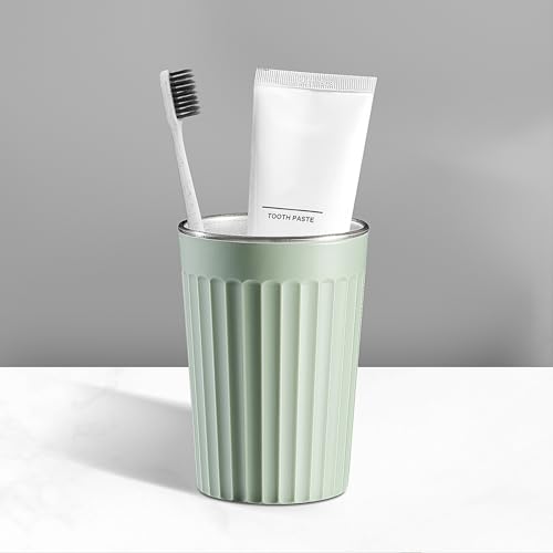 Toothbrush Holder for Bathroom-12oz Unbreakable Stainless Steel Bathroom Cup,Easy to Clean Toothbrush Cup, Reusable Bathroom Tumbler Cups for Home/School/Office(3