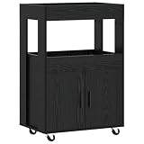 Yisssmeng Barwagen Schwarz Eichen-Optik 60x39,5x89 cm Holzwerkstoff