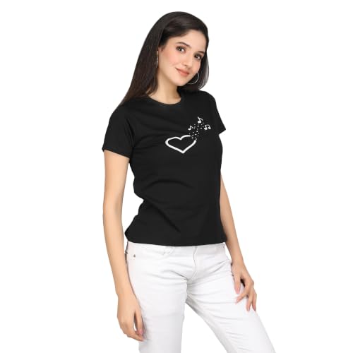 Image of Women's Slim Fit Graphic Printed T-Shirt | Soft 100% Cotton Fabric | Round Neck Half Sleeve Casual Top, Travel & College Pack of 2 Set