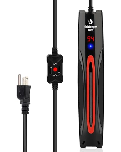 fishkeeper 300W/500W/800W Submersible Aquarium Heater for 40-220 Gal (Run-Dry/Overheat/Low-Temp Protection)(Precision Electronic Smart Thermostat)(Adjustable Temperature) Ultra-Safe Fish Tank Heater
