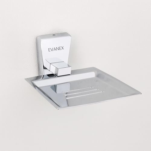 Image of EVANEX Soap Dish for Bathroom | 304 Grade Stainless Steel Soap Dish Tray | Wall Mounted Soap Holder with Drainage Slots | Corrosion Free Modern Design (Selvi)