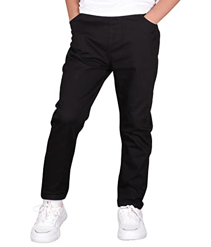 Camlakee Boys' Stretch Pull On Chino Pants Kids School Uniform Yonth Twill Pants Black 6-7 Years #TOP1