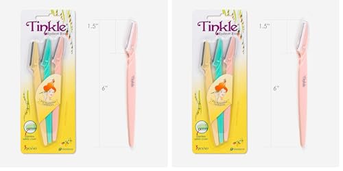 Image of Tinkle Dermaplaning Tool 6 razors /Dermaplanie Razor, Eyebrow Razor, Facial Razor, Face Razor Peach Fuzz Remover, Exfoliating Face With Stainless Steel Safety Cover for Sensitive Skin (Pack of 2)