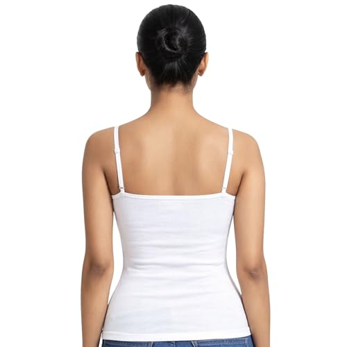 Image of DChica Essentials Padded Camisole Bra for Women, Sleeveless Undershirts Cami Vest with Adjustable Straps, Cotton Camisole Tank Top /Innerwear for Women Solid Pattern
