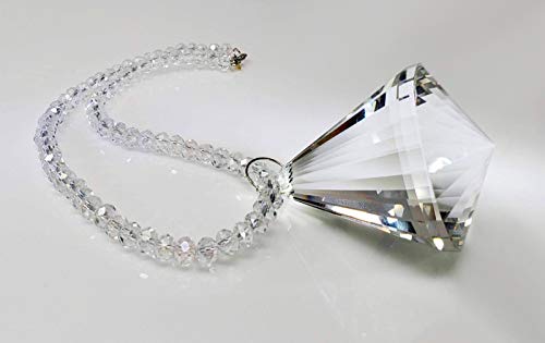 Diamond Car Bling Rear View Mirror Charm, Facet K9 Crystal Sun Catcher Hanging Ornament W/Beaded Chain, Car Chandelier, Bling Car Accessories, Home Decor Ornament (Diamond) #TOP2