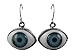 Ausgefallene Ohrringe Ohrhänger Hänger Edelstahl Glas Cabochon Gothic Auge Puppe Iris blau 2461